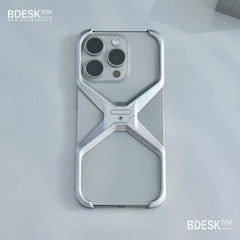 Bdesktop Aluminum Alloy Hollow X shaped Case For iPhone ,Scratch-Resistant And Anti-Drop Protection