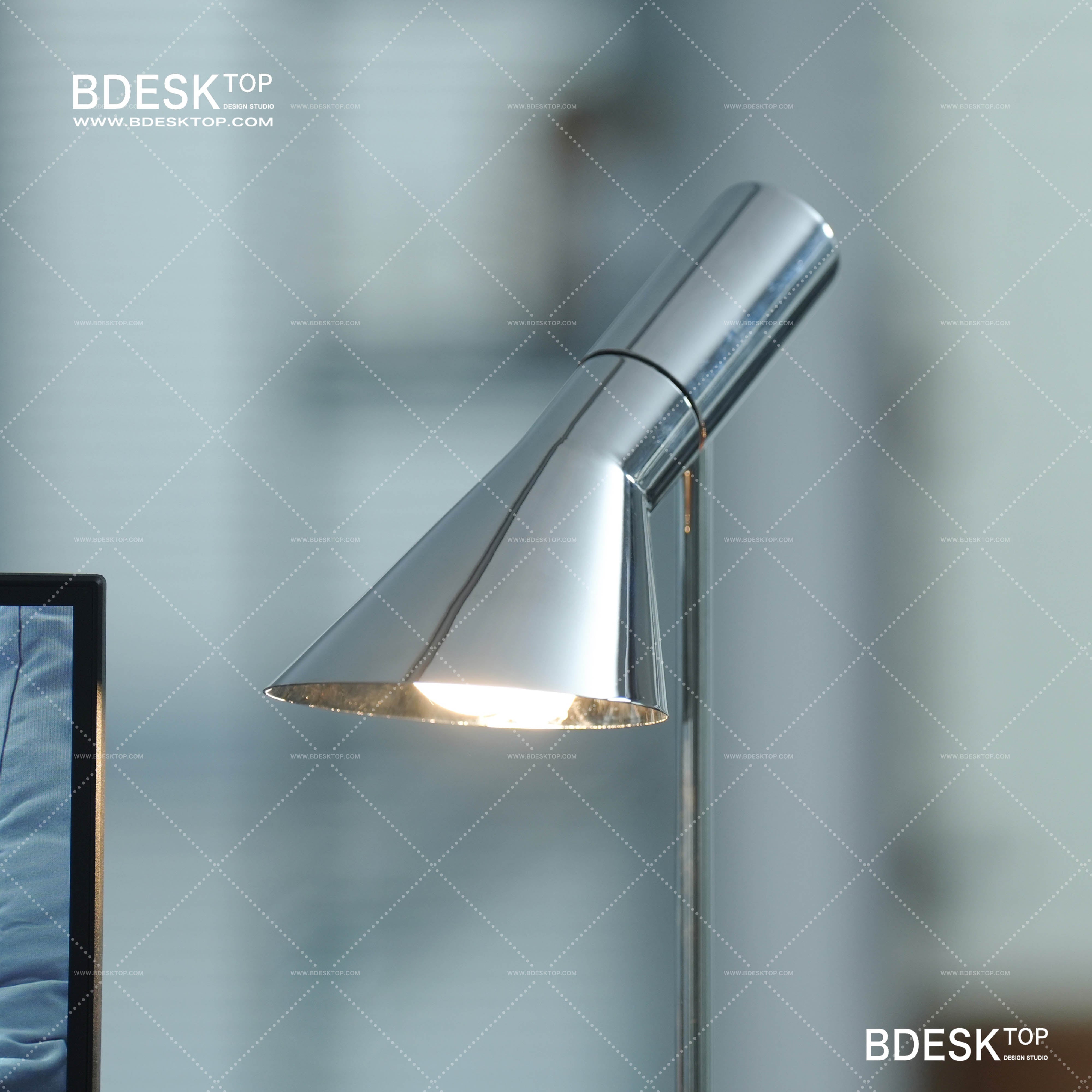 Bdesktop Silver Nordic Desk Lamp,Adjustable LED, Modern Minimalist Design