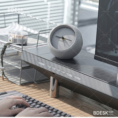 Bdesktop Minimalist Concrete Desk Clock – Creative Silent Timepiece for Home Decor and Storage