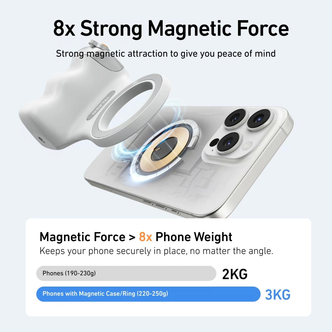 Bdesktop Magnetic Camera Grip with Wireless Shutter – Perfect for iPhone, Android & Vlogging