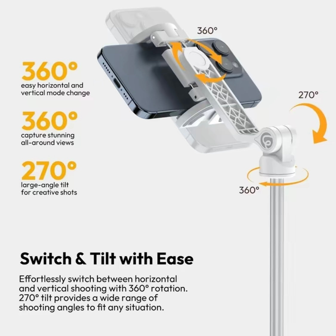 Bdesktop Overhead Selfie Stick with MagSafe Clamp Photograph Tripod for Phone Livestreaming Vlog with Remote Control
