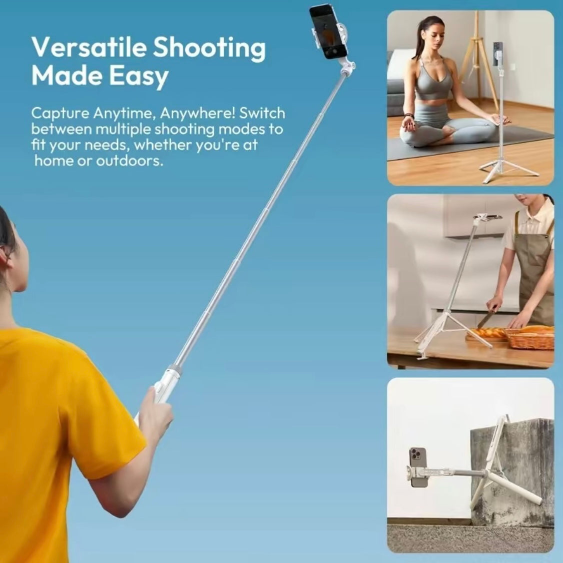 Bdesktop Overhead Selfie Stick with MagSafe Clamp Photograph Tripod for Phone Livestreaming Vlog with Remote Control