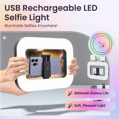 Bdesktop USB Rechargeable Selfie Ring LED Ring Light, Clip-on Selfie Fill Light, Mobile Power Supply for Charging Other Devices, Tripod Light, Photography Flash,
