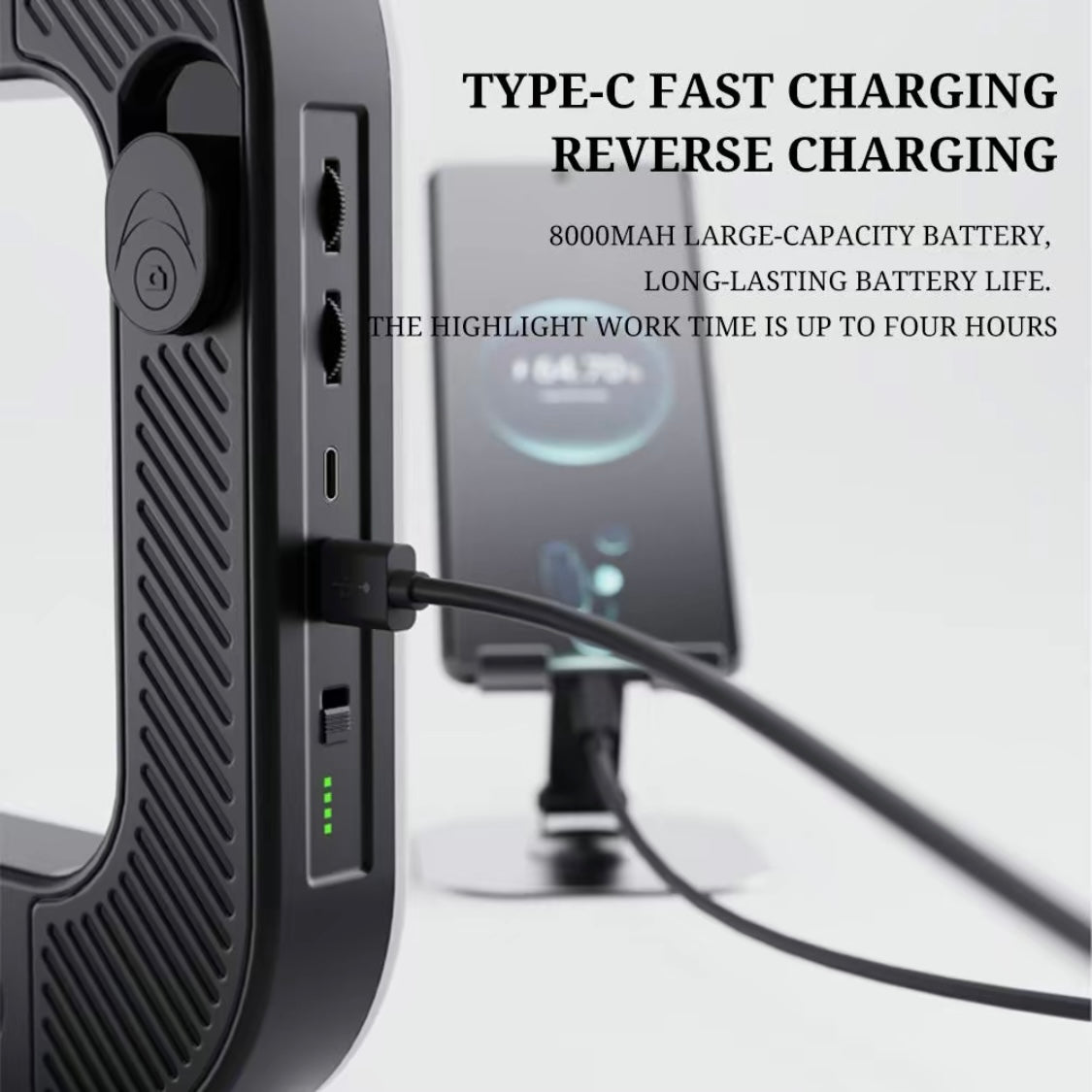 Bdesktop USB Rechargeable Selfie Ring LED Ring Light, Clip-on Selfie Fill Light, Mobile Power Supply for Charging Other Devices, Tripod Light, Photography Flash,