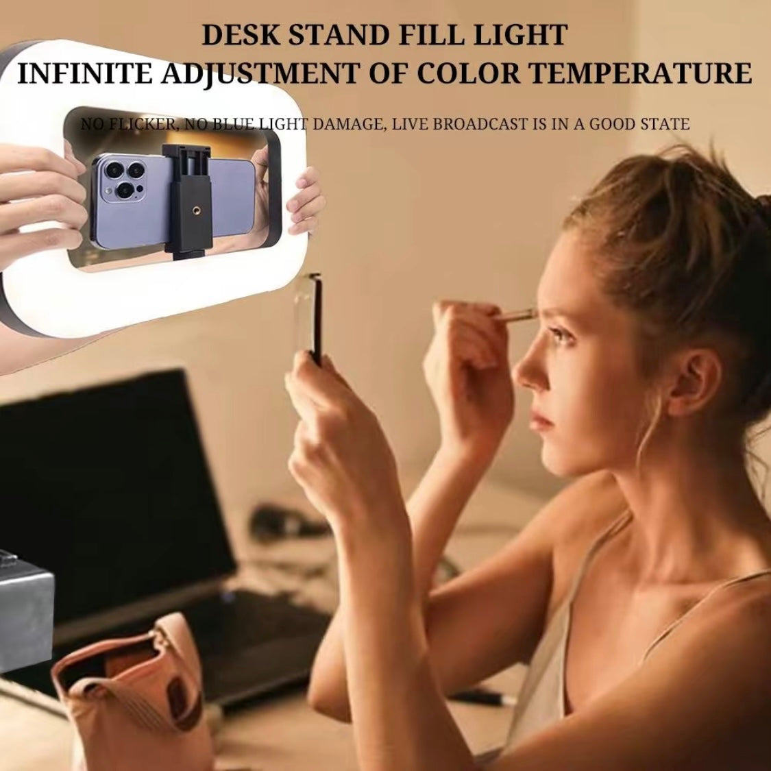 Bdesktop USB Rechargeable Selfie Ring LED Ring Light, Clip-on Selfie Fill Light, Mobile Power Supply for Charging Other Devices, Tripod Light, Photography Flash,