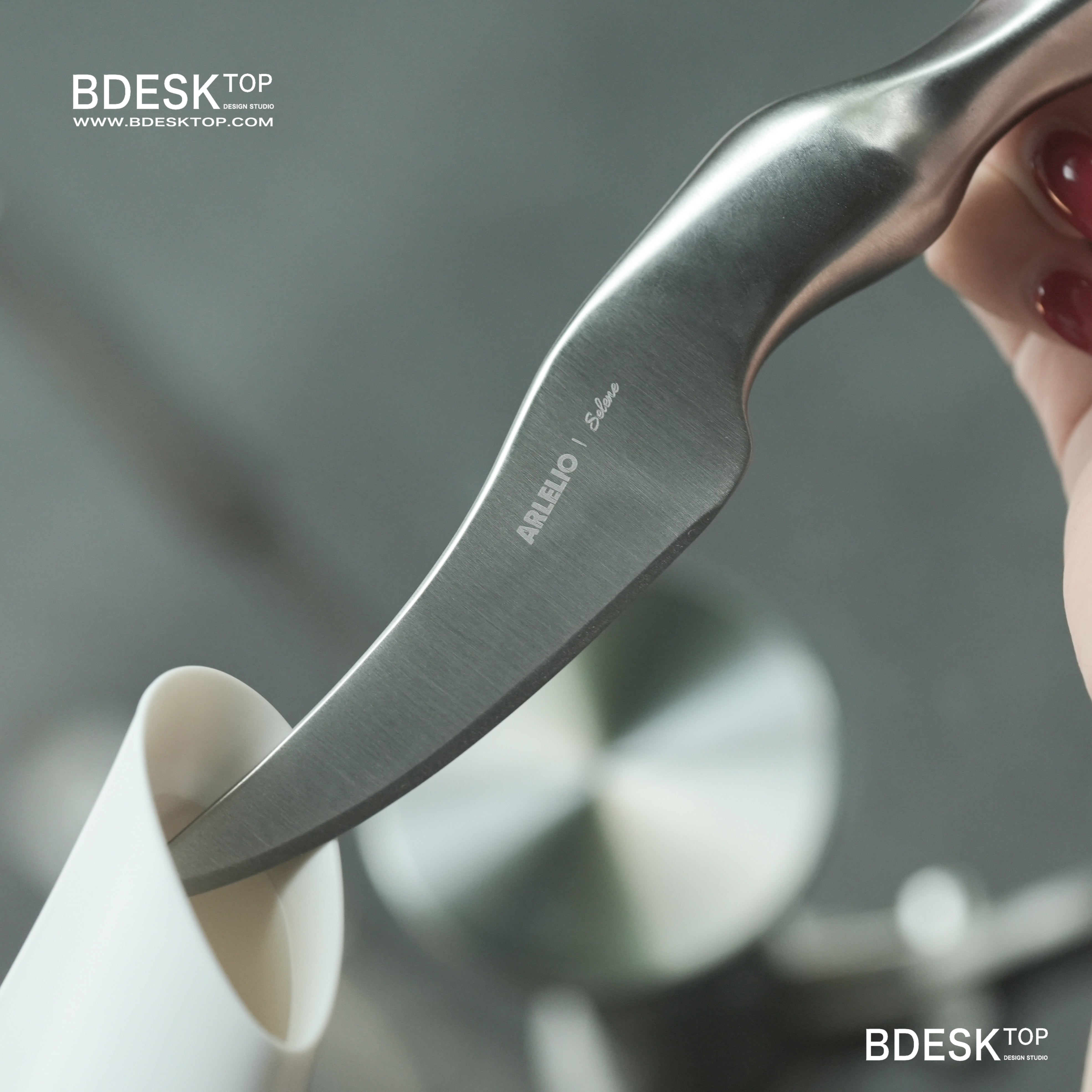 Bdesktop Arcta Blade 01 – Sculptural Fruit Knife with Stand, Artistic Peeler for Kitchen & Gifts