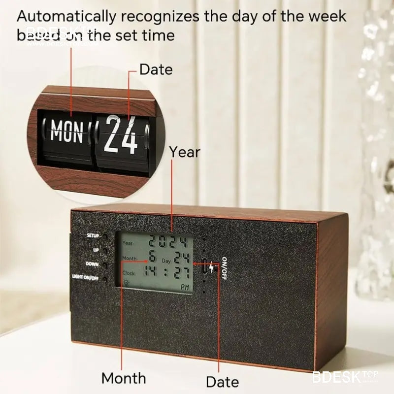Bdesktop Automatic Flip Electronic Calendar – Smart Perpetual Desk Display