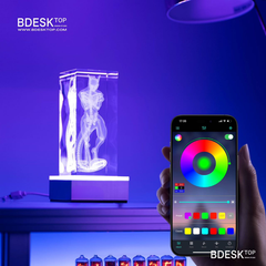 Bdesktop Crystal-Inspired RGB Lamp Base, Smart Metal Stand for Mood Lighting