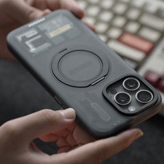 Bdesktop Magnetic Stand Memory Card Storage Phone Case for iPhone 15/16 Pro/Pro Max, Supports SD/TF/SIM Card Storage