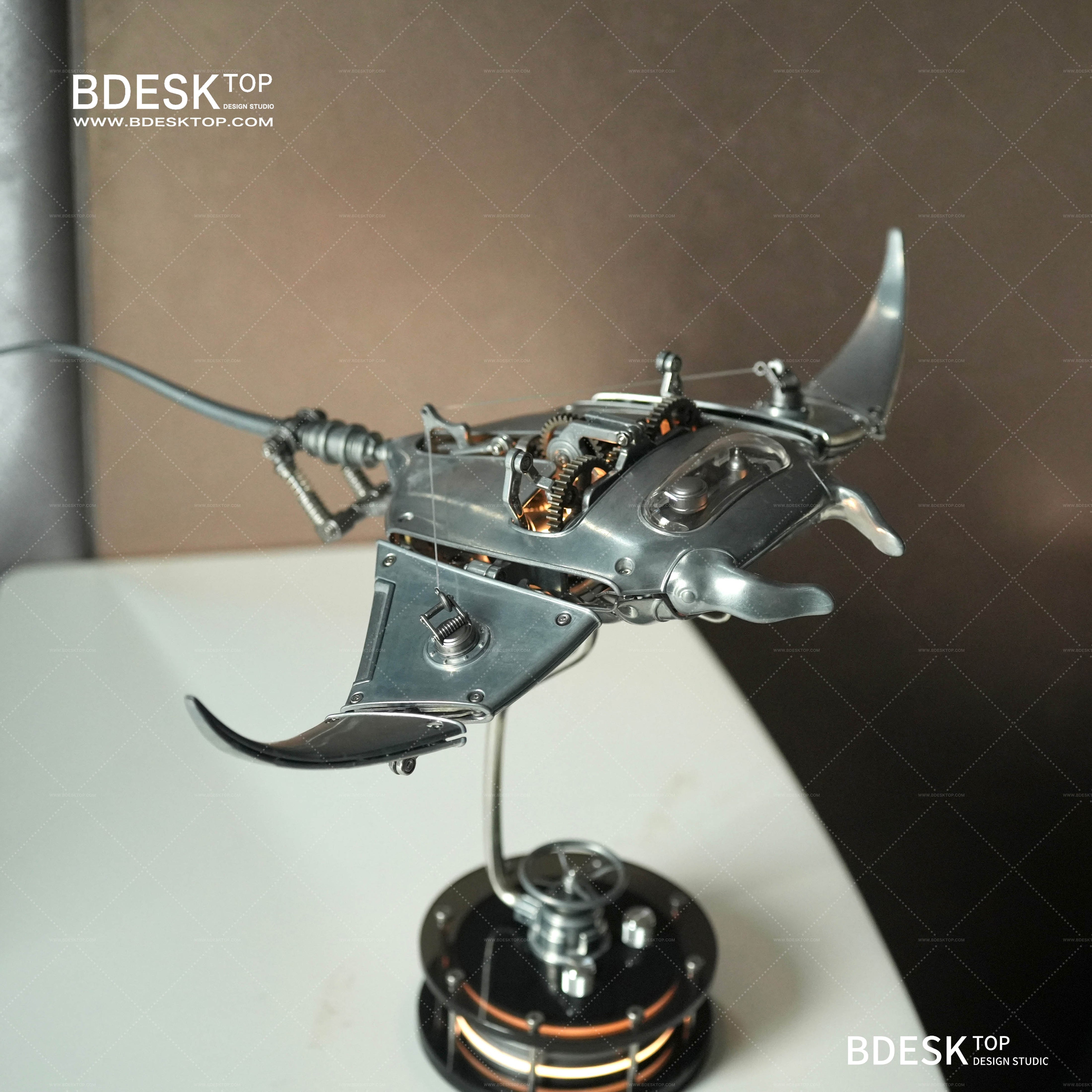 Bdesktop Innovative Mechanical Metal Manta Rays Model-Perfect for Decorations and Gifts,Steampunk Style Advanced 3D Metal Puzzle Kit SD-01