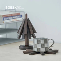 Bdesktop Creative Tree-shaped Solid Wood Insulated Table Mat, Simple Desktop Decoration