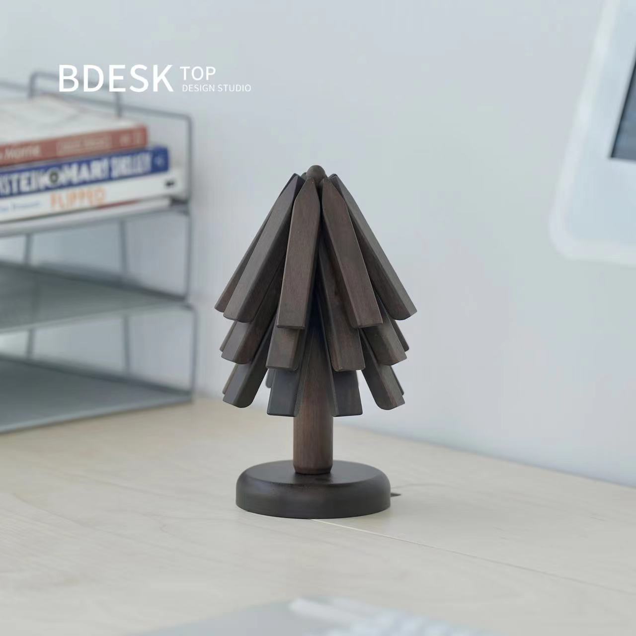 Bdesktop Creative Tree-shaped Solid Wood Insulated Table Mat, Simple Desktop Decoration