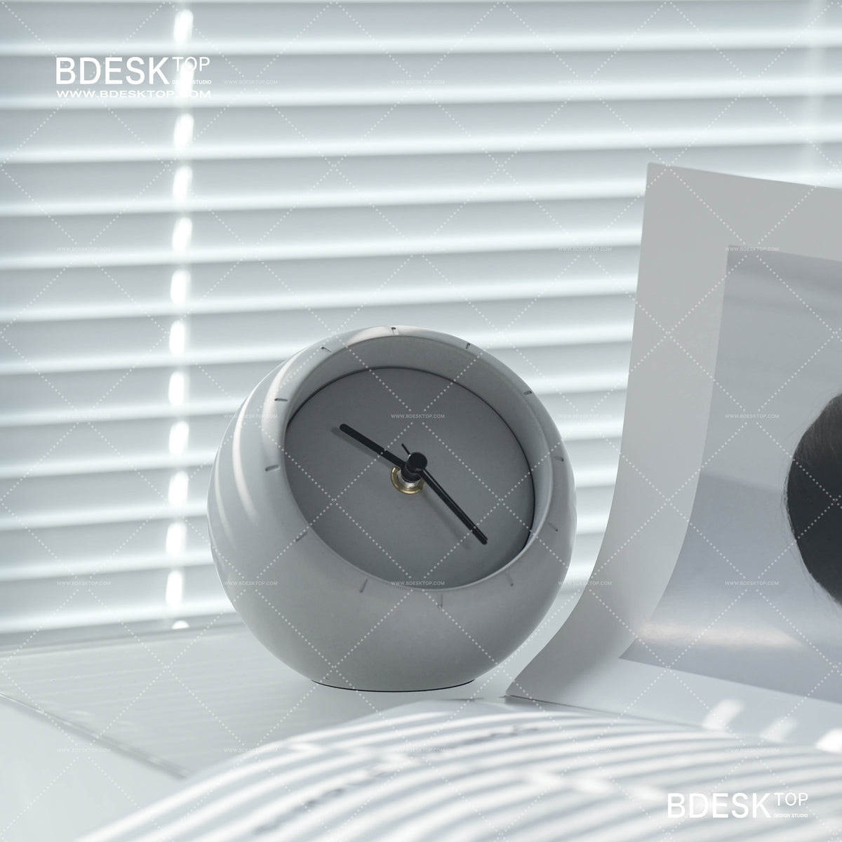 Bdesktop Minimalist Concrete Desk Clock – Creative Silent Timepiece for Home Decor and Storage