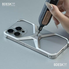 Bdesktop Aluminum Alloy Hollow X shaped Case For iPhone ,Scratch-Resistant And Anti-Drop Protection