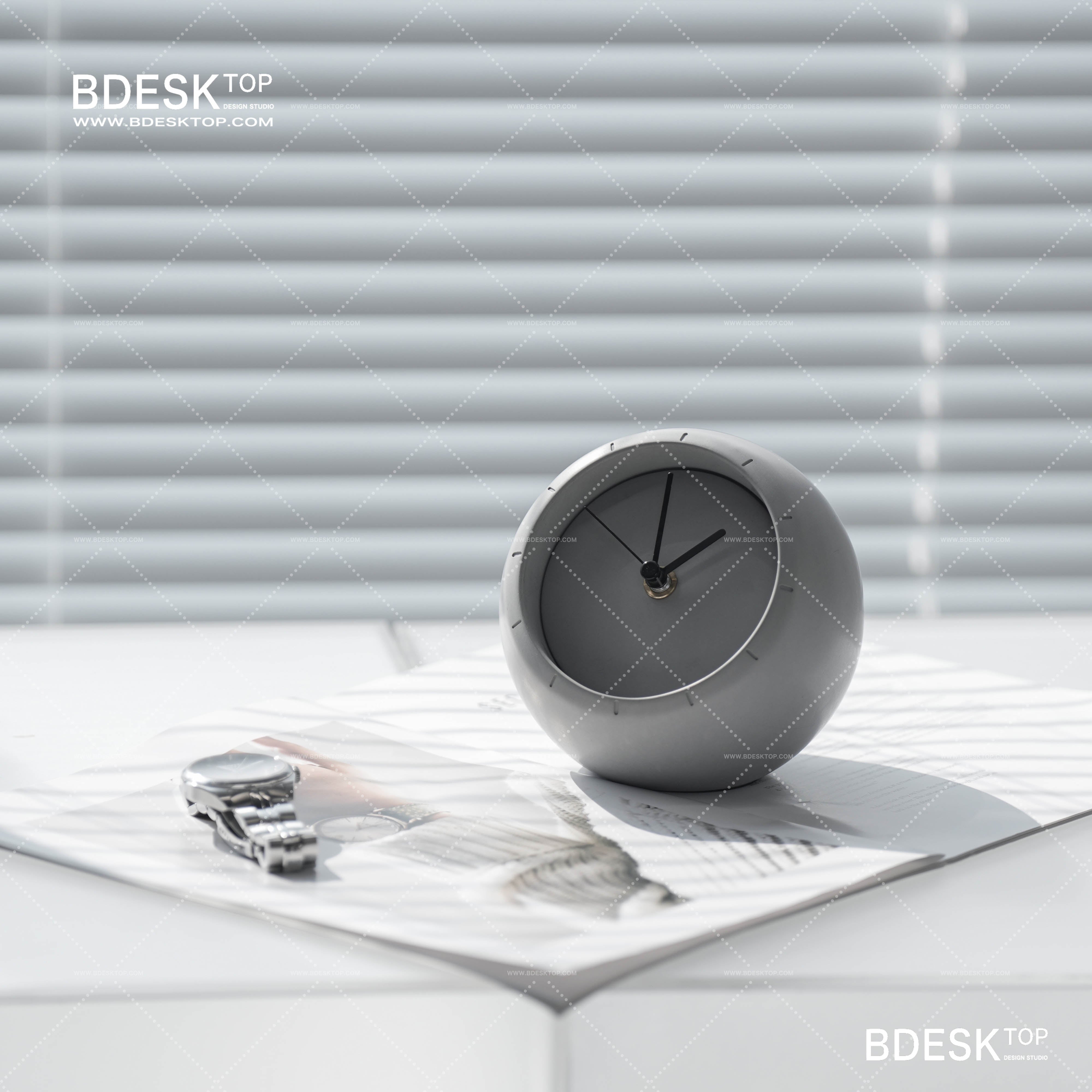 Bdesktop Minimalist Concrete Desk Clock – Creative Silent Timepiece for Home Decor and Storage