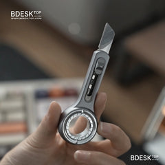 Bdesktop Mechanical Fidget Ring with Blade - Dual-Function Stress Reliever, Spin & Slide, Stainless Steel, Stress Relief Tool