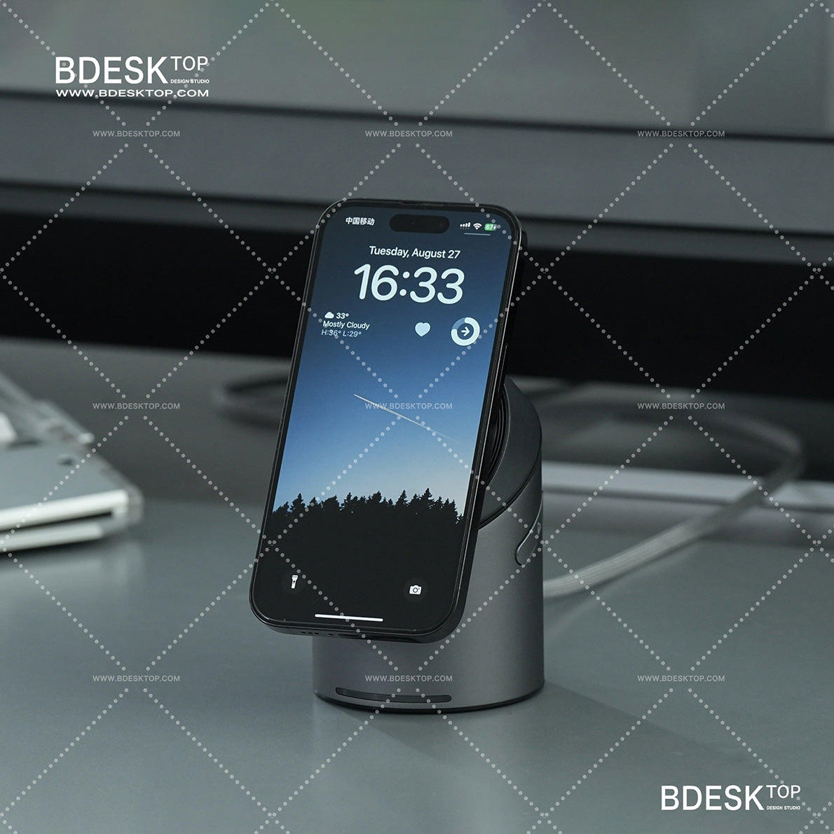 Bdesktop Qi2 Touch Rotating Wireless Charger for iPhone 15/14/13, iWatch, and Earbuds - 3-in-1 MagSafe Charging Stand