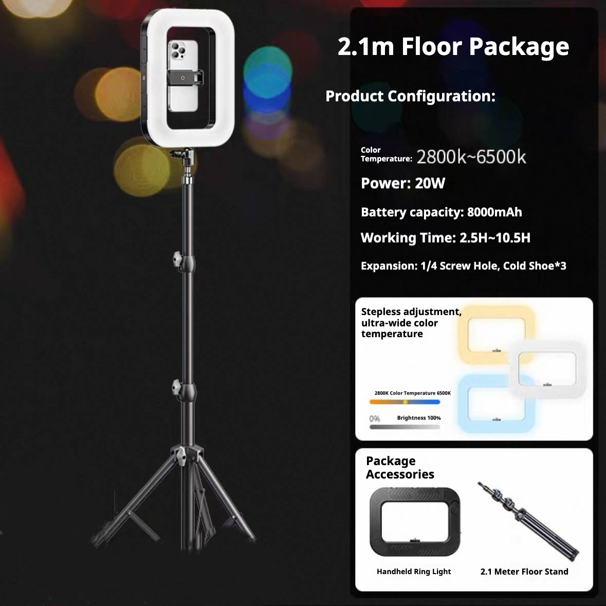 Bdesktop USB Rechargeable Selfie Ring LED Ring Light, Clip-on Selfie Fill Light, Mobile Power Supply for Charging Other Devices, Tripod Light, Photography Flash,